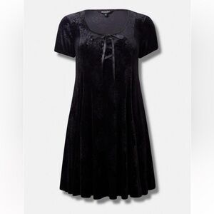 Torrid nightfall Black Velvet Short Dress with Ribbon Detail whimsigoth grunge
